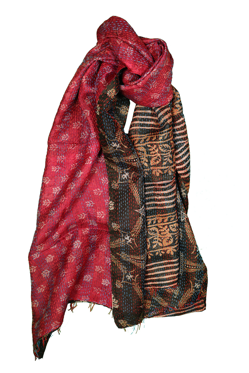 Sari-Kantha-Seidenschal 40*190 cm