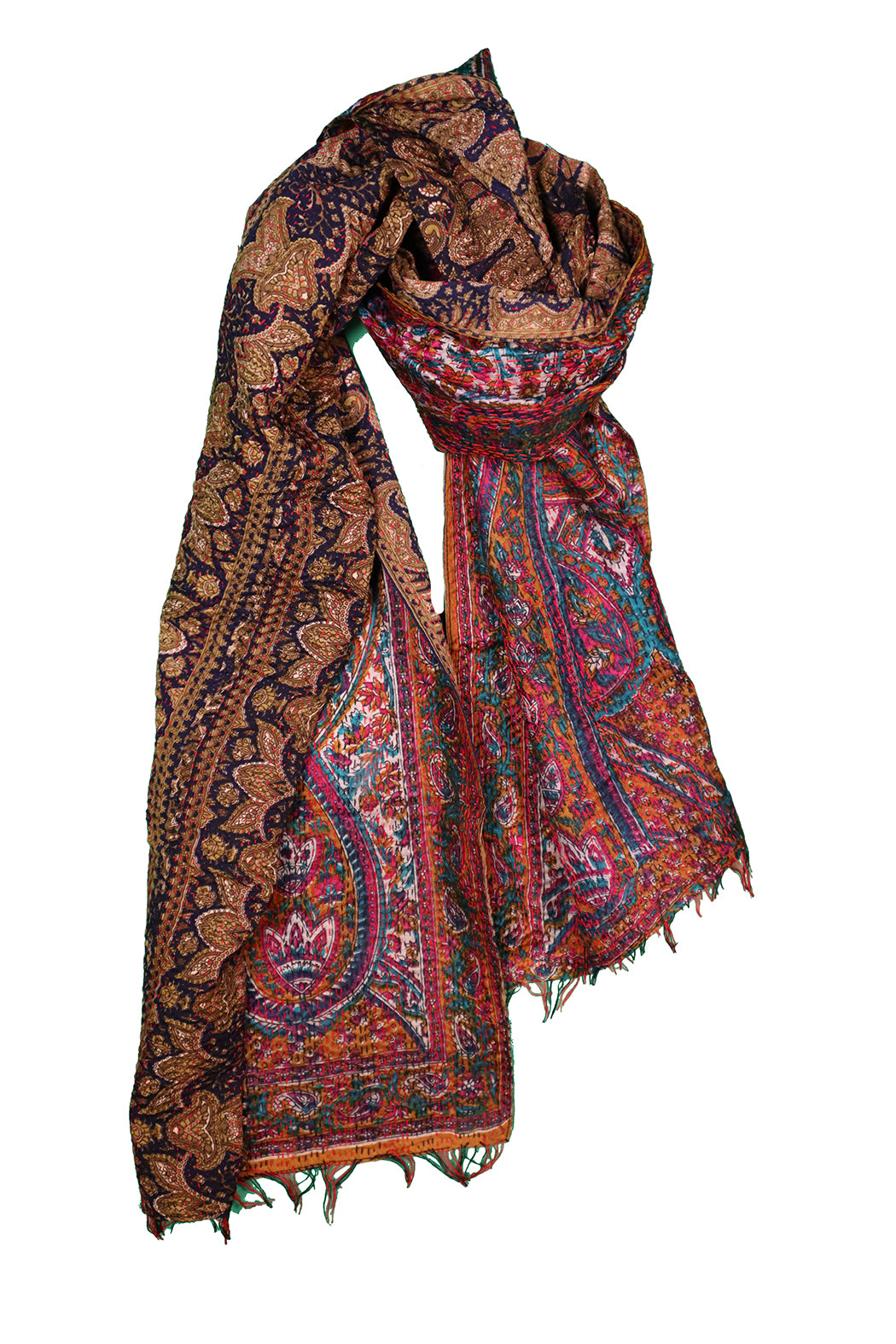 Sari kantha silk scarf 40*190 cm
