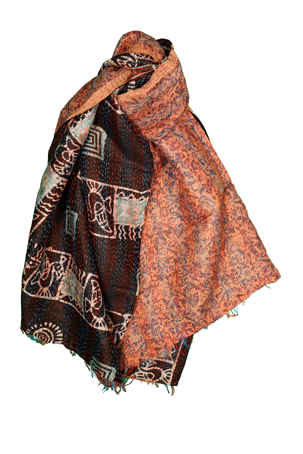 Sari kantha silk scarf 40*190 cm