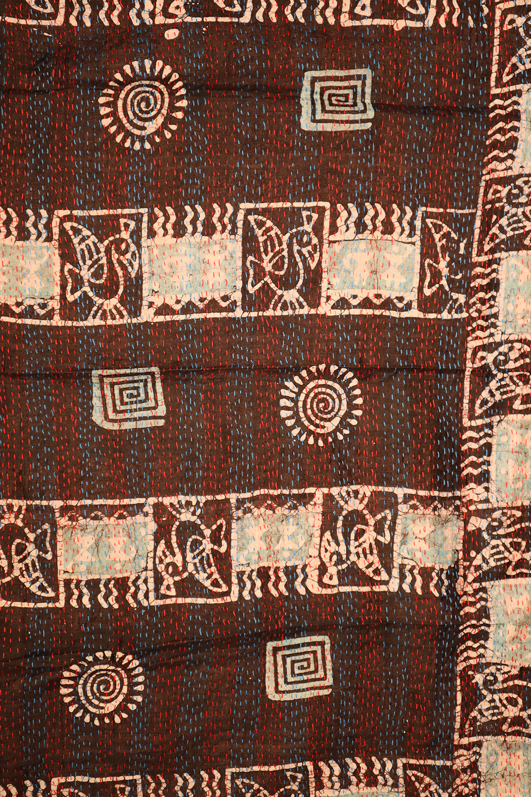 Sari kantha silk scarf 40*190 cm