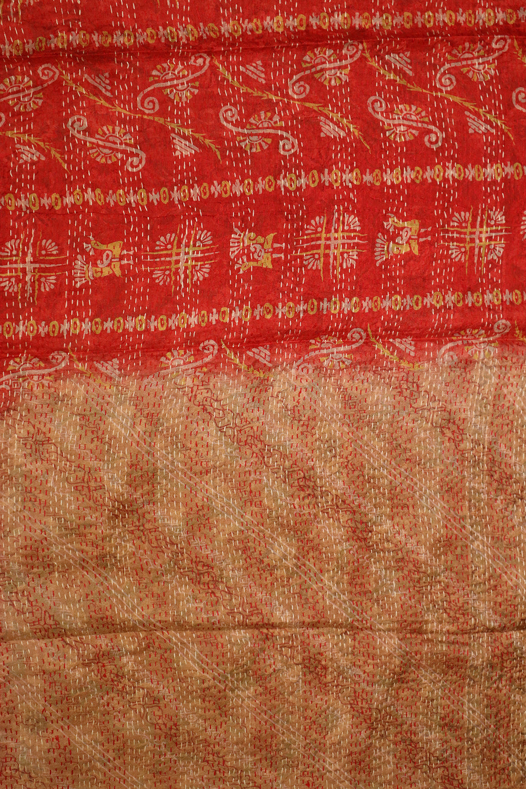 Sari kantha silk scarf 40*190 cm