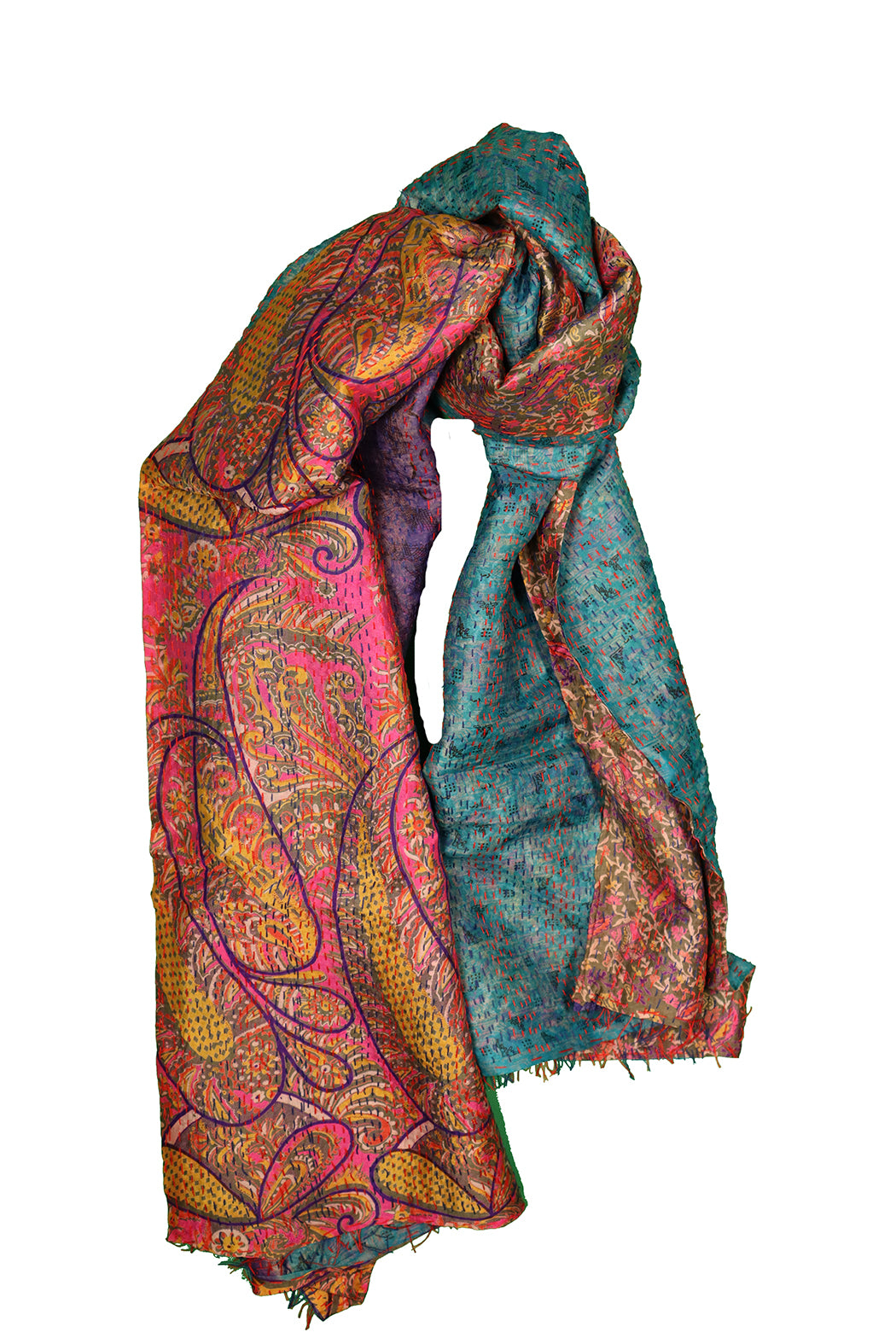 Sari kantha silk scarf 40*190 cm