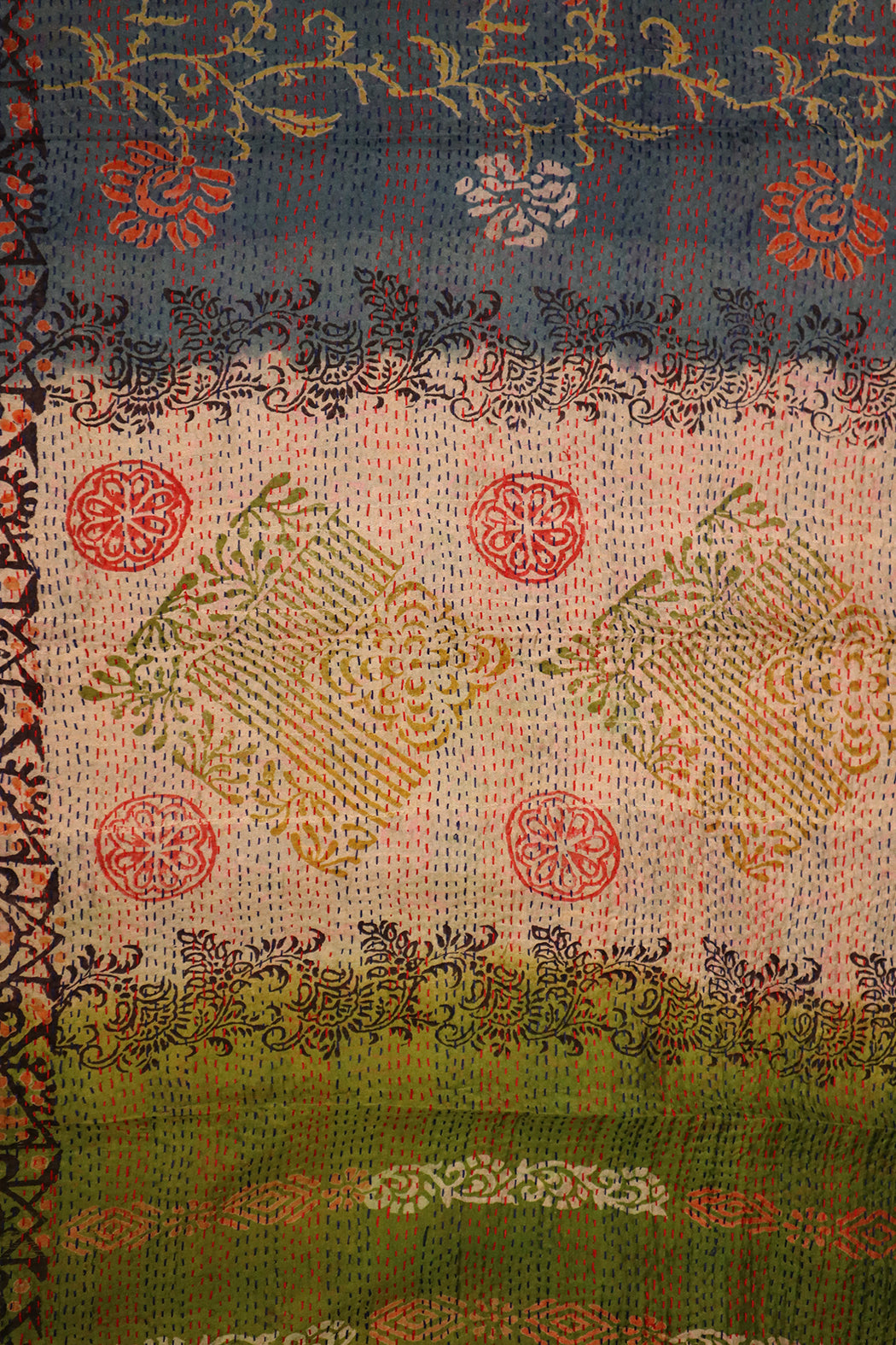 Sari kantha silk scarf 40*190 cm