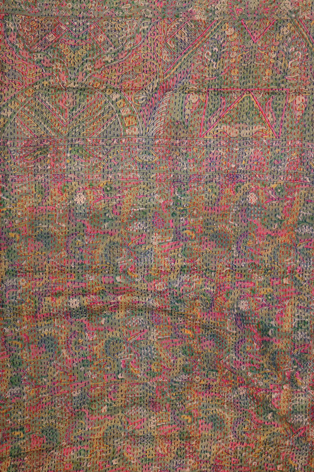Sari kantha silk scarf 40*190 cm