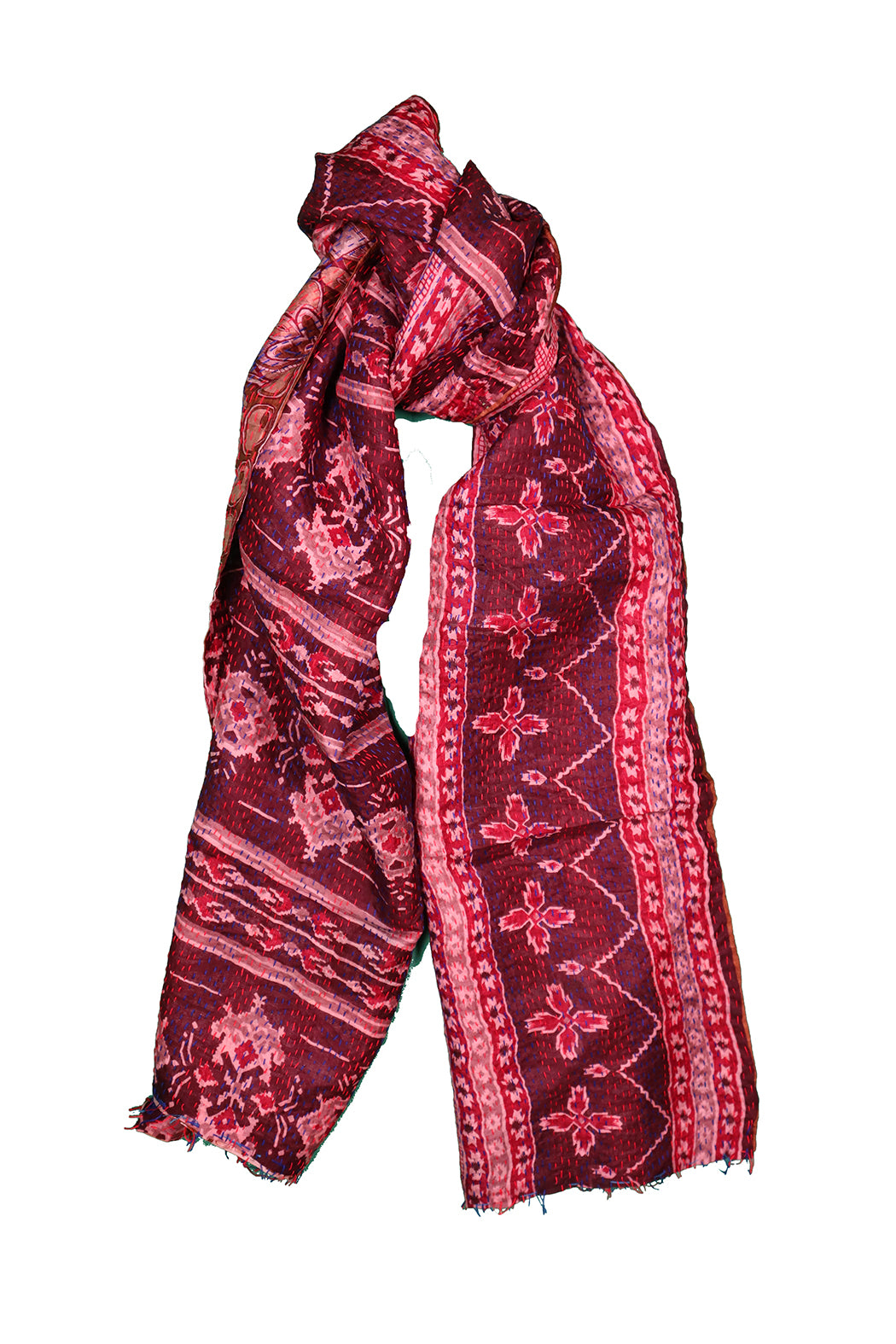Sari kantha silk scarf 40*190 cm