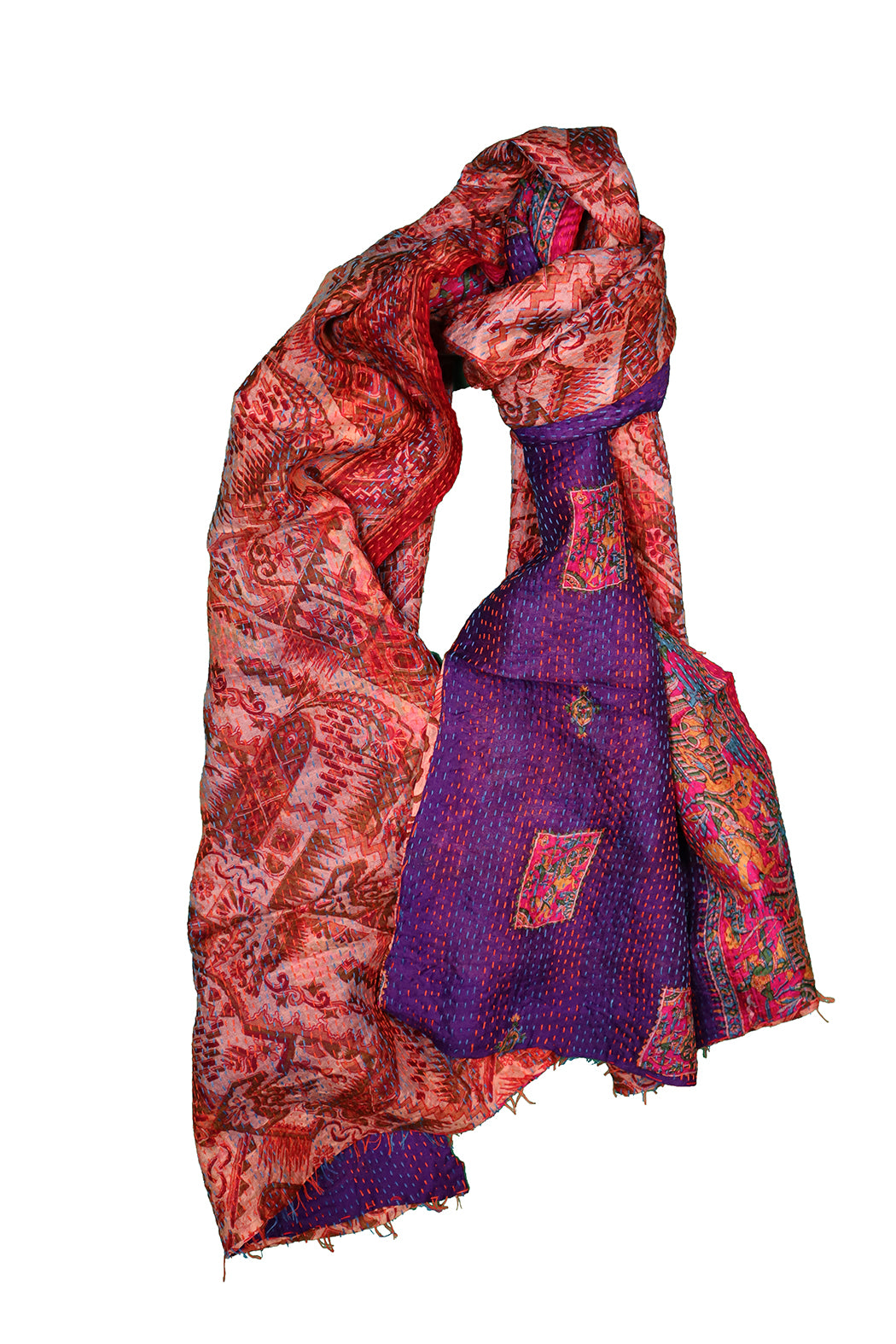 Sari kantha silk scarf 40*190 cm