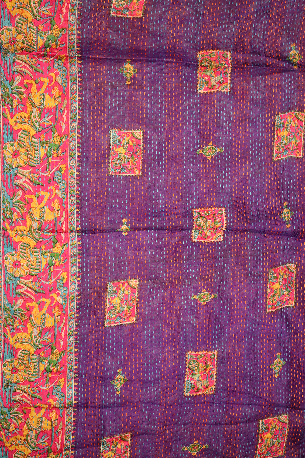 Sari kantha silk scarf 40*190 cm