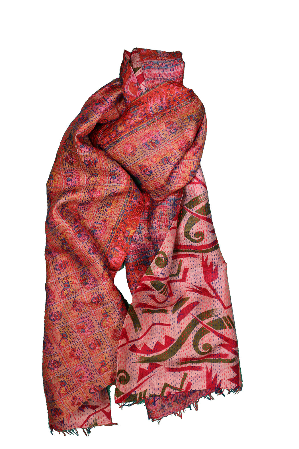 Sari kantha silk scarf 40*190 cm