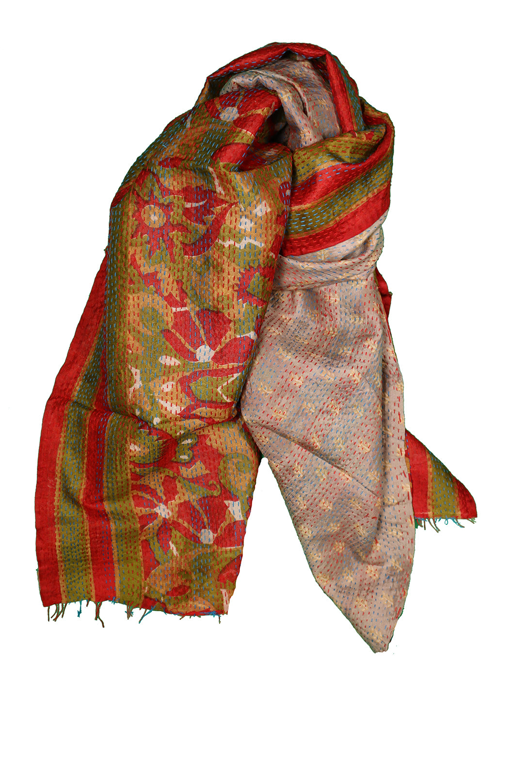 Sari kantha silk scarf 40*190 cm