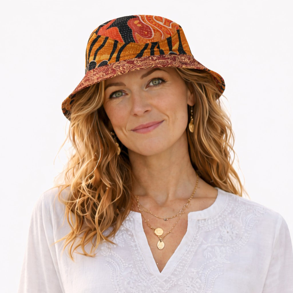 Sari kantha bucket hat