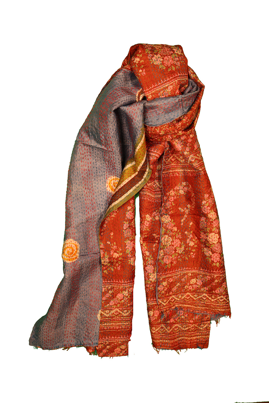 Sari kantha silk scarf 40*190 cm