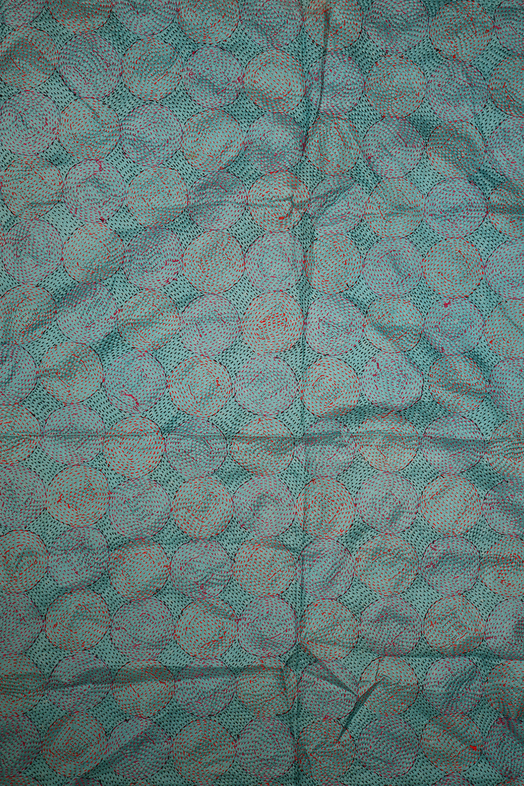 Kantha-Vintage-Schal 85x190 cm, Seide, rundes Kantha