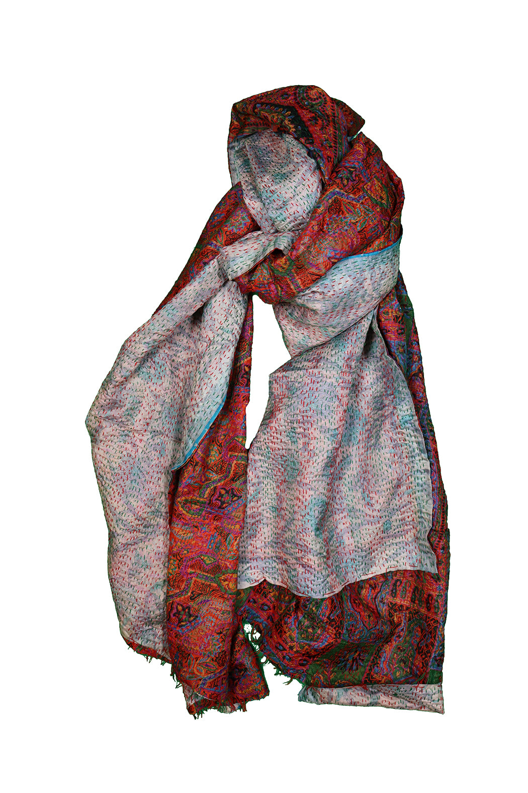 Sari kantha silk scarf 85*190 cm