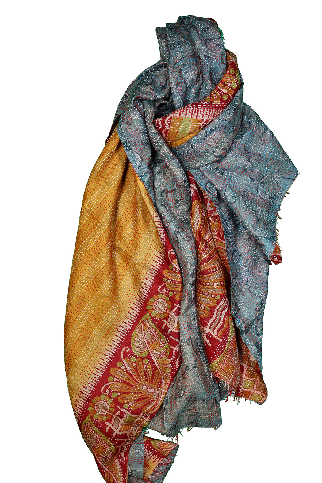 Sari kantha silk scarf 85*190 cm