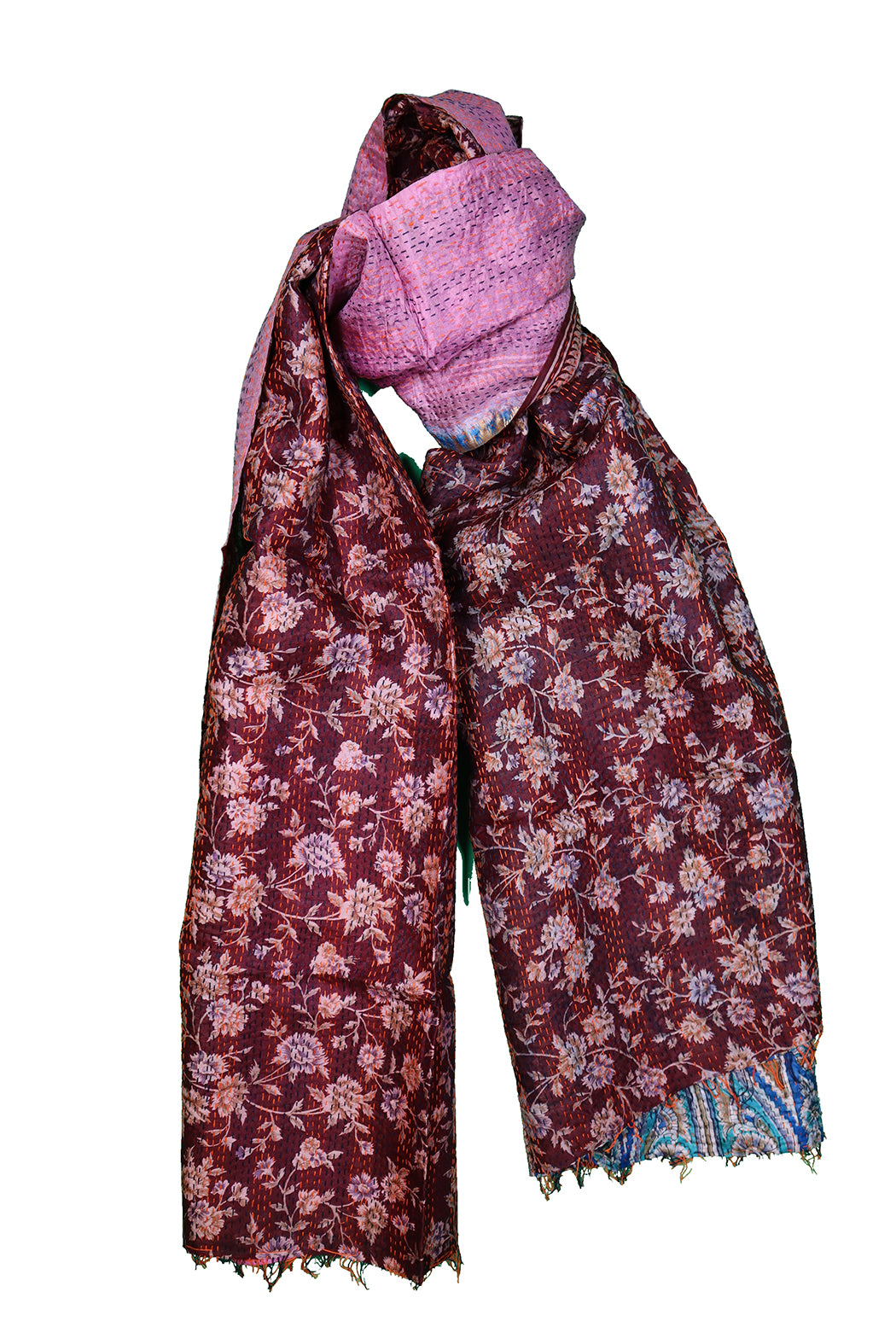 Sari kantha silk scarf 85*190 cm