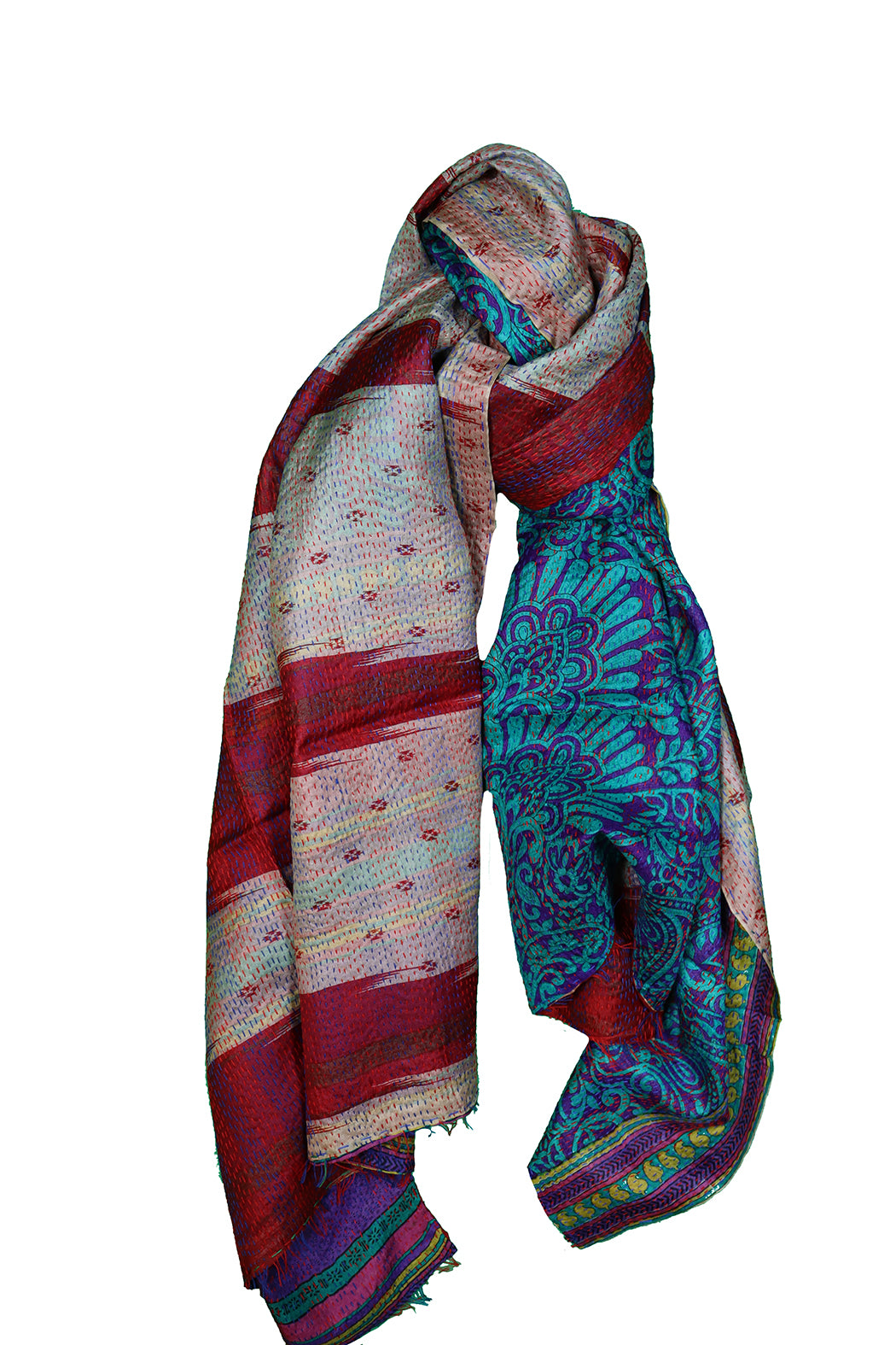 Kantha silketørklæde – Recycled Vintage Sari | 85x190 cm | MASALA