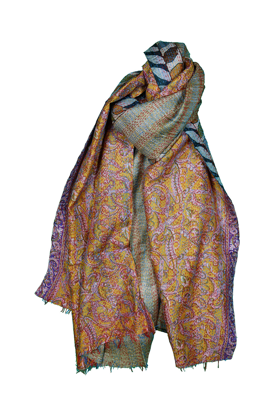 Sari kantha silk scarf 85*190 cm
