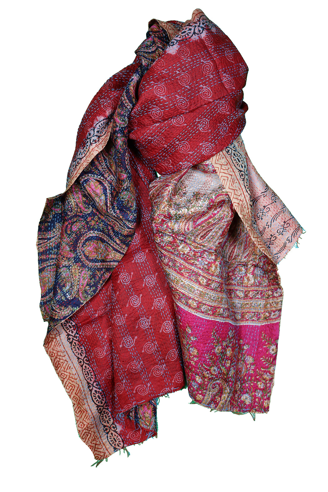 Sari kantha silk scarf 85*190 cm