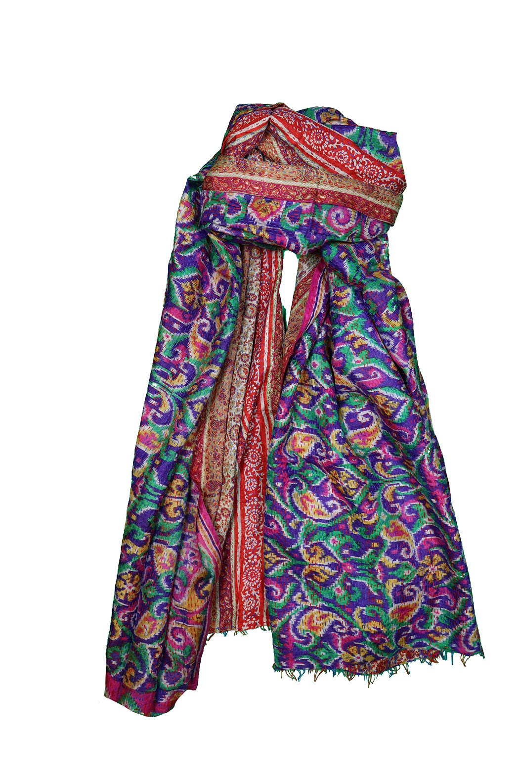 Sari-Kantha-Seidenschal 85*190 cm