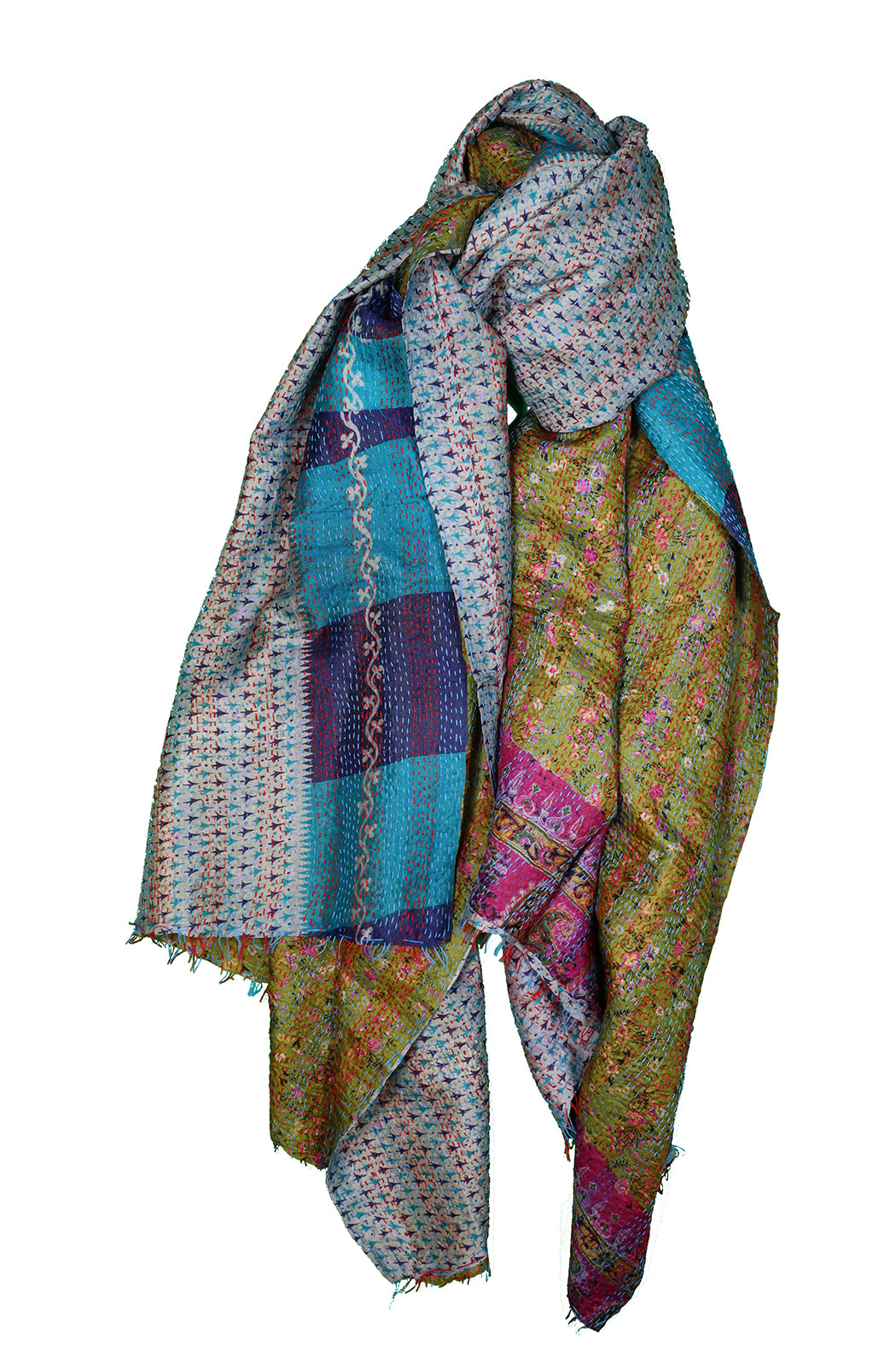 Sari kantha silk scarf 85*190 cm