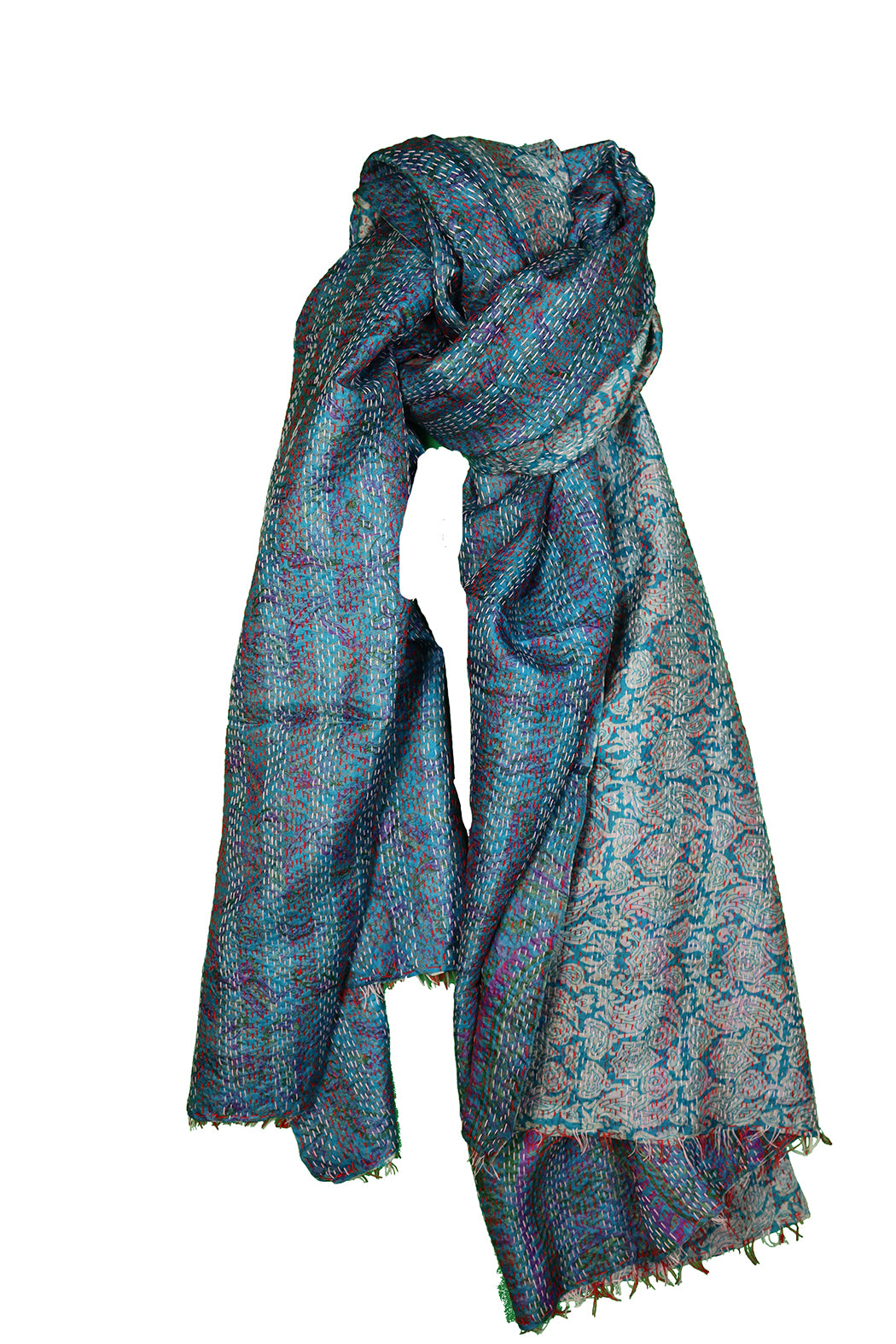 Sari kantha silk scarf 85*190 cm