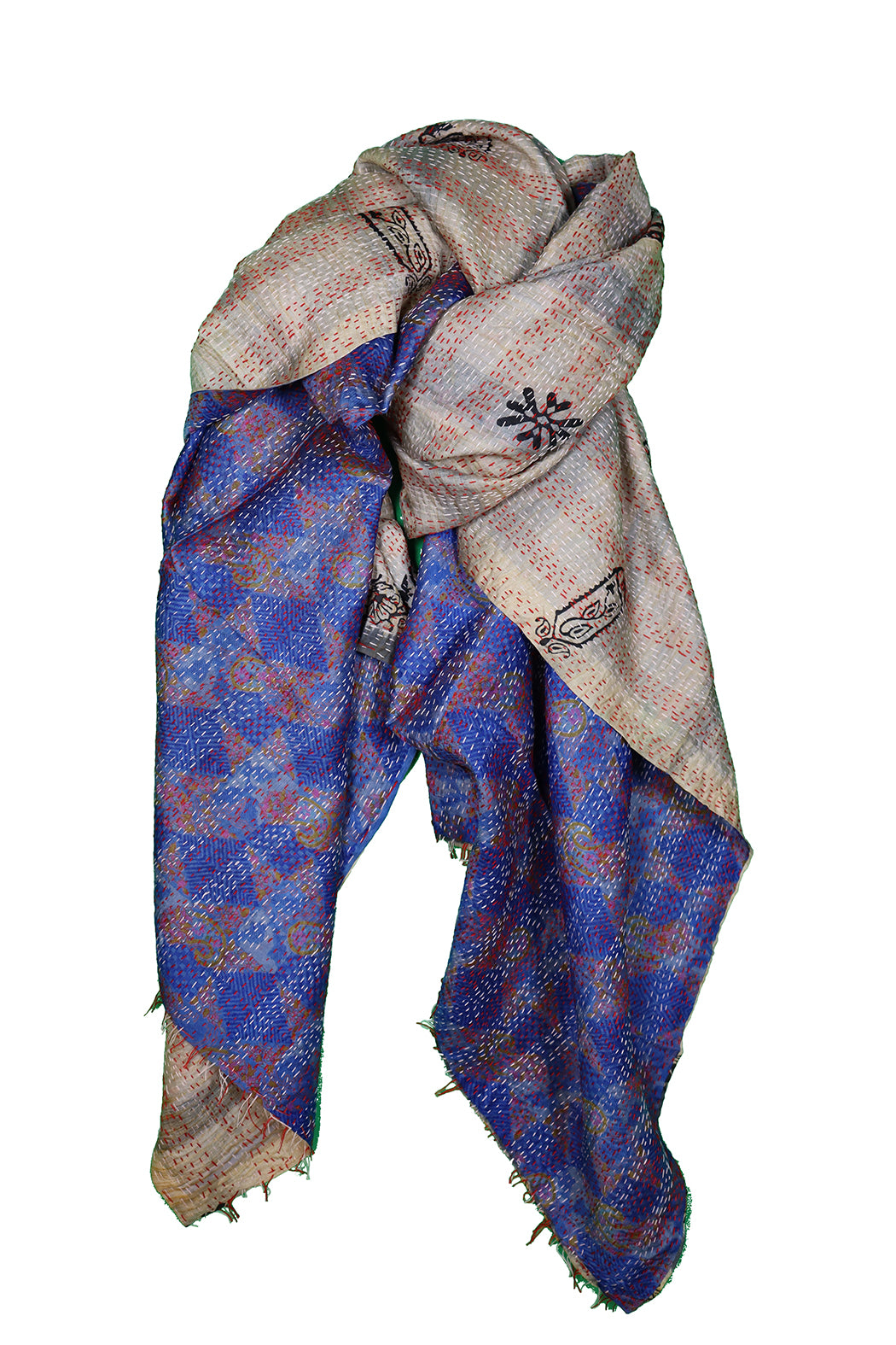 Sari kantha silk scarf 85*190 cm