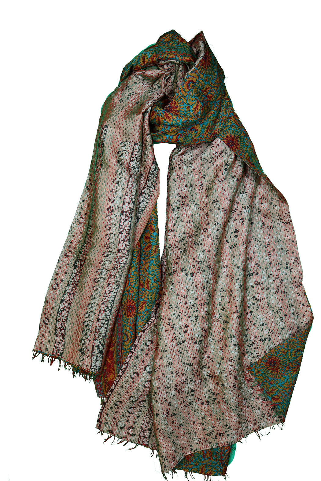 Sari kantha silk scarf 85*190 cm