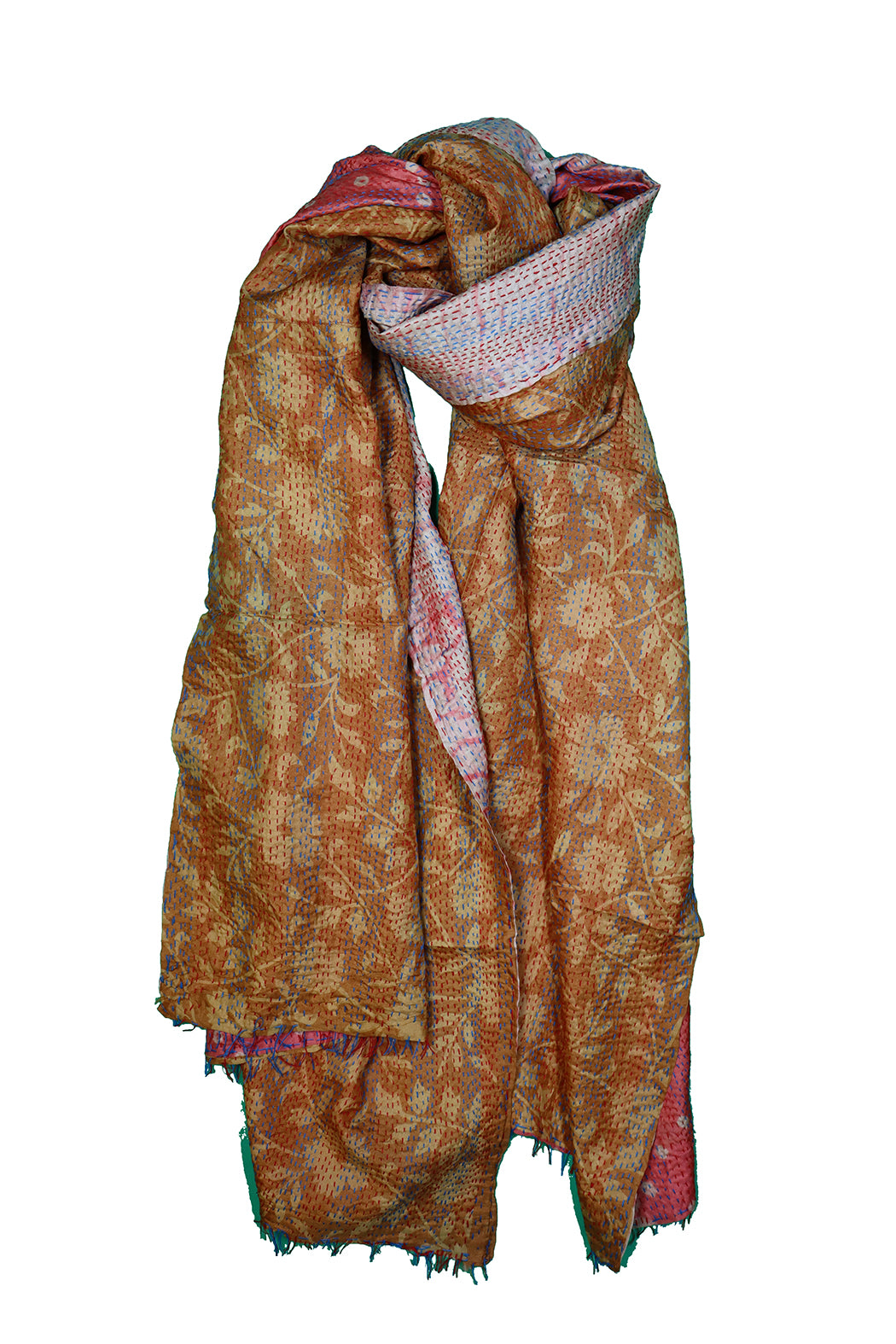 Sari kantha silk scarf 85*190 cm