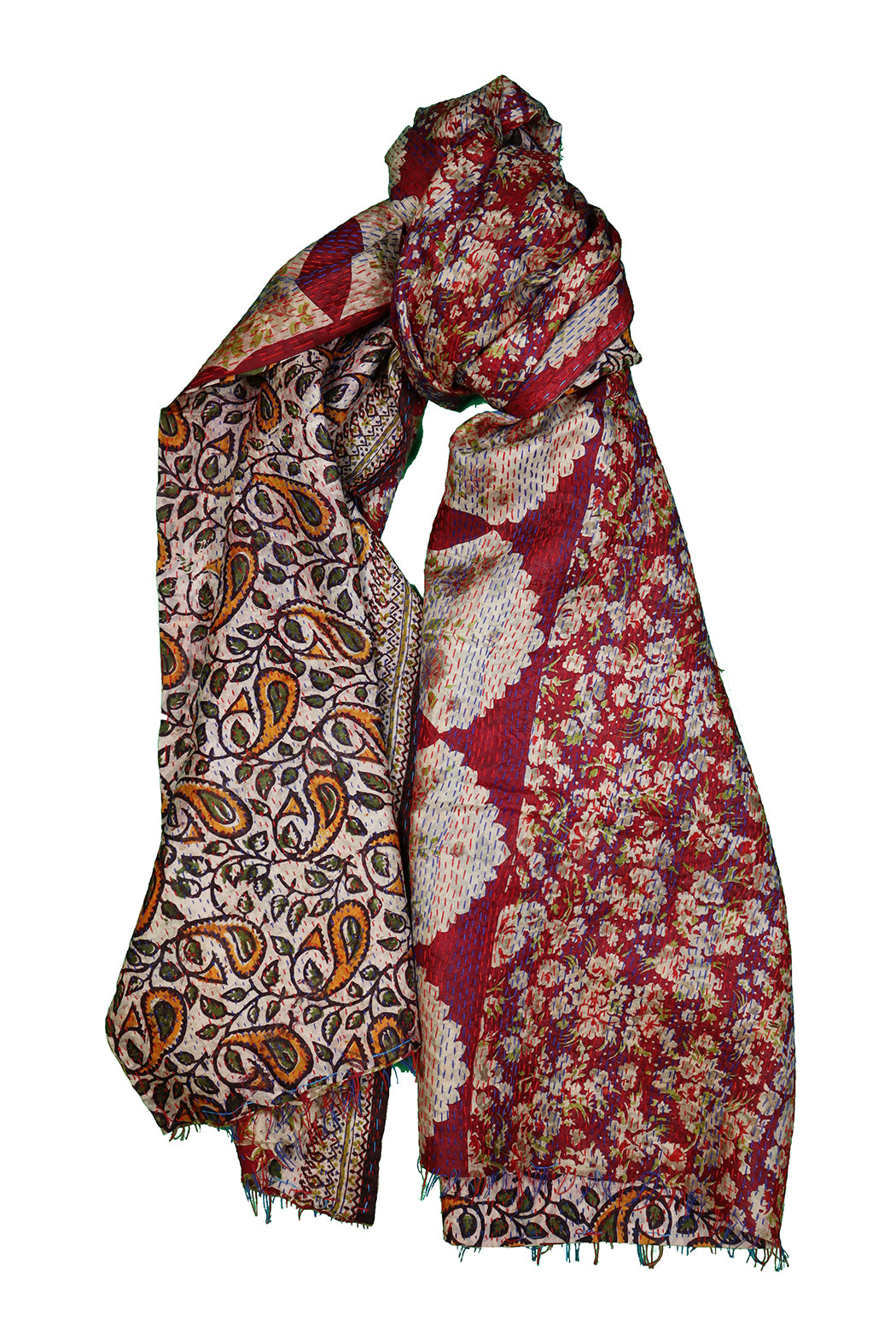 Sari-Kantha-Seidenschal 85*190 cm