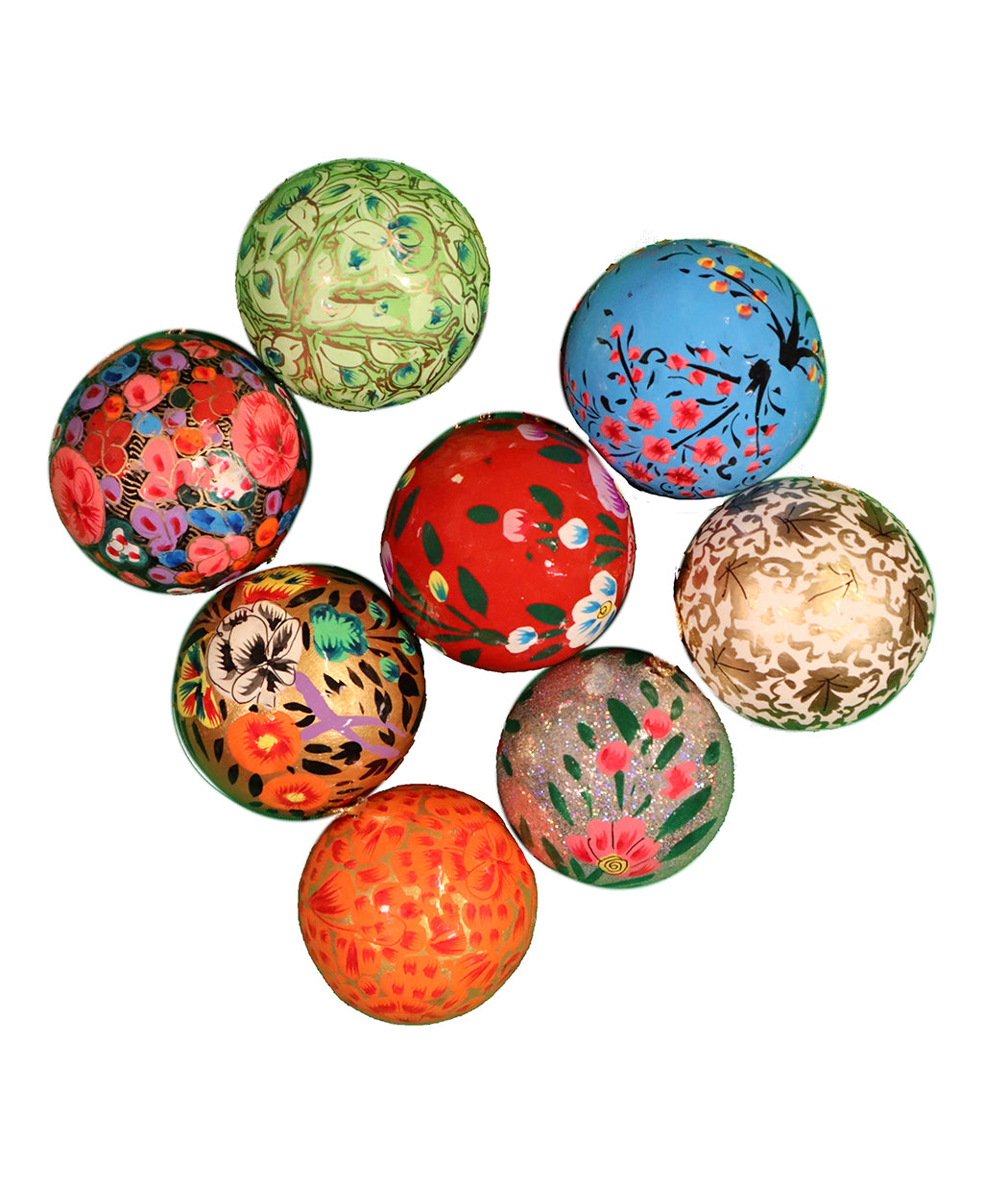 Handmade papier-mâché Christmas baubles, 5 cm large flower