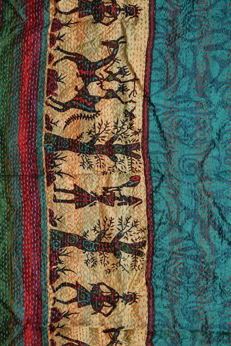 Sari kantha silke tørklæde 40*190 cm