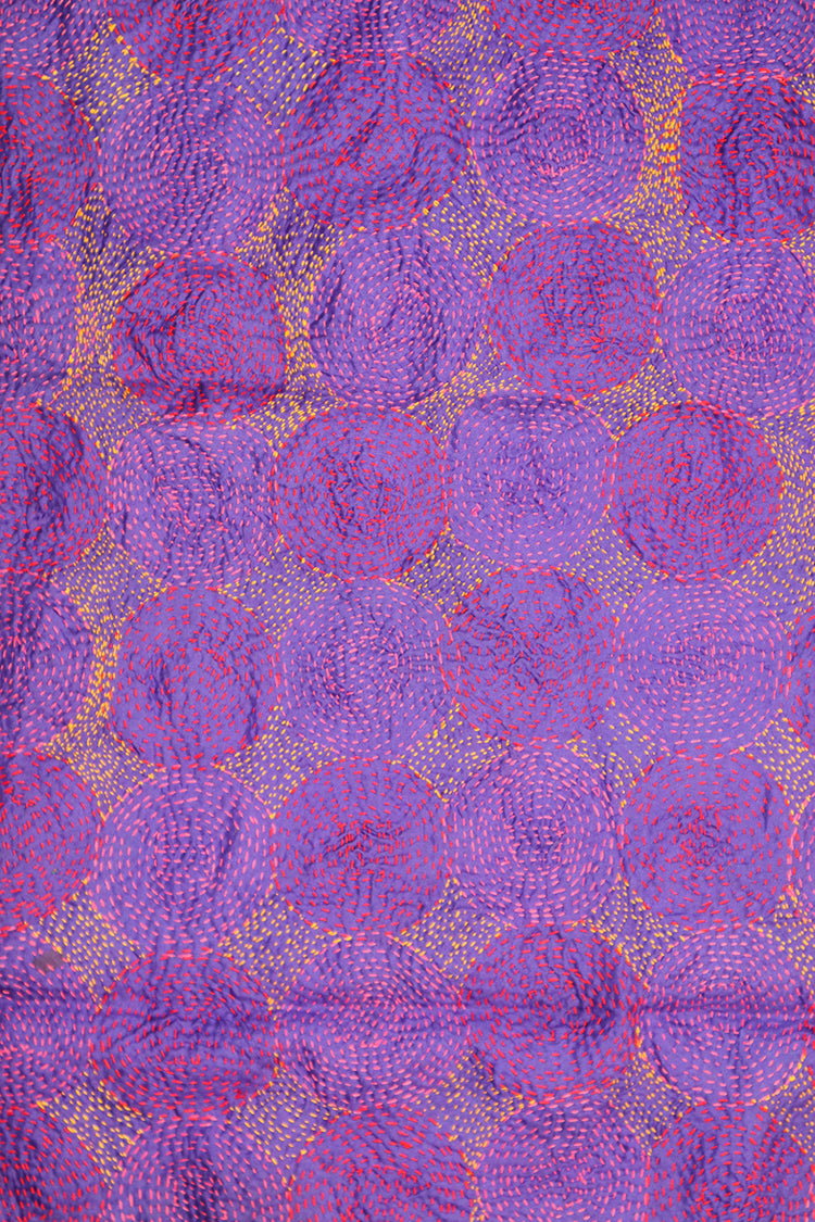 Kantha vintage scarf 40x190 cm, silk, round kantha