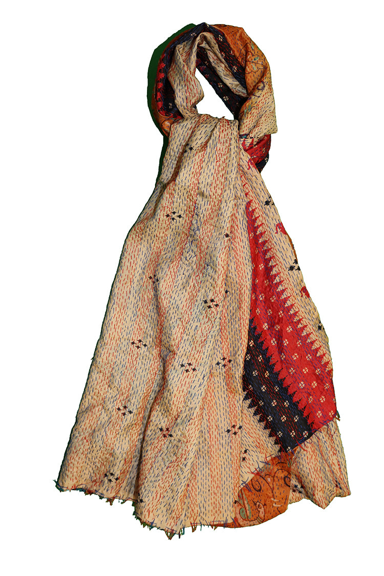 Sari kantha silke tørklæde 85*190 cm