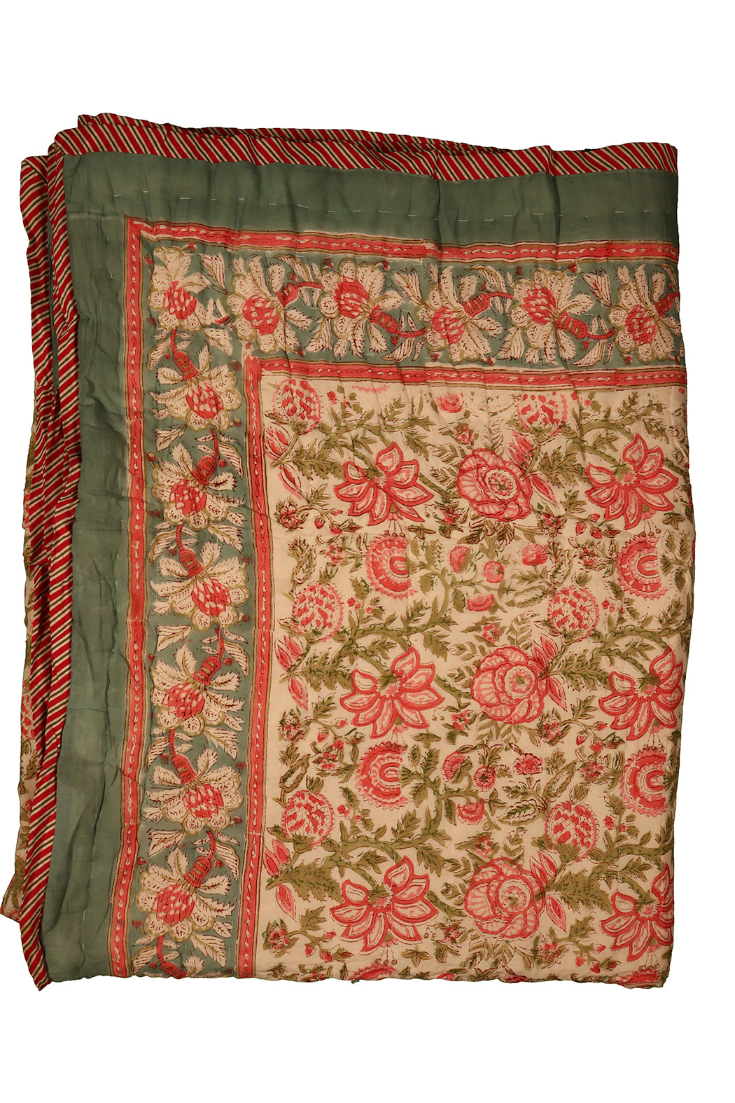 Blockprint quilted blanket 150*220 cm blue, cotton