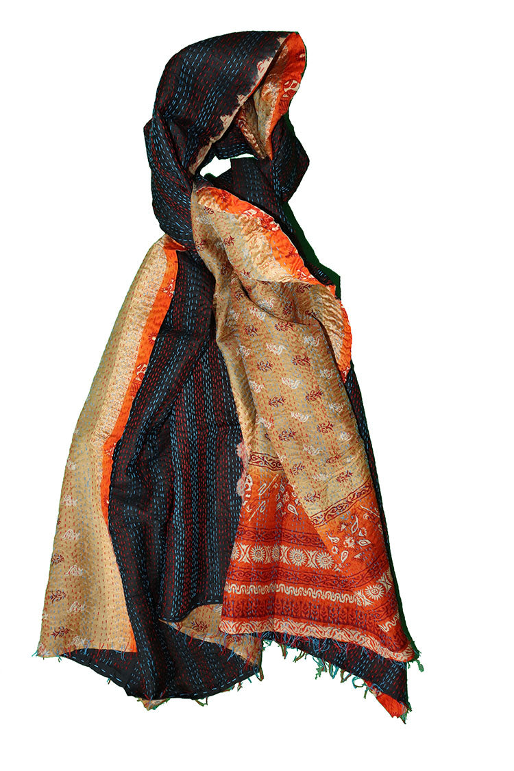Sari kantha silke tørklæde 85*190 cm