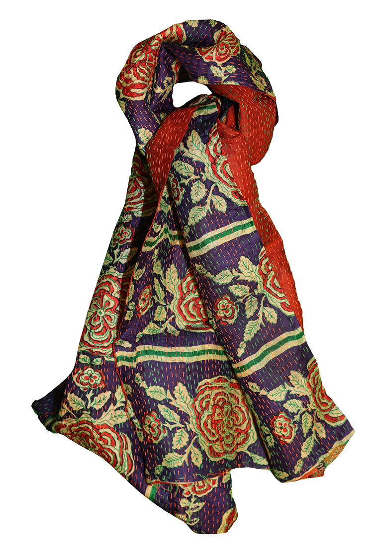 Sari kantha silke tørklæde 40*190 cm