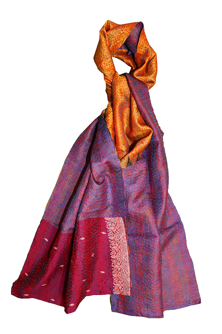 Sari-Kantha-Seidenschal 40*190 cm