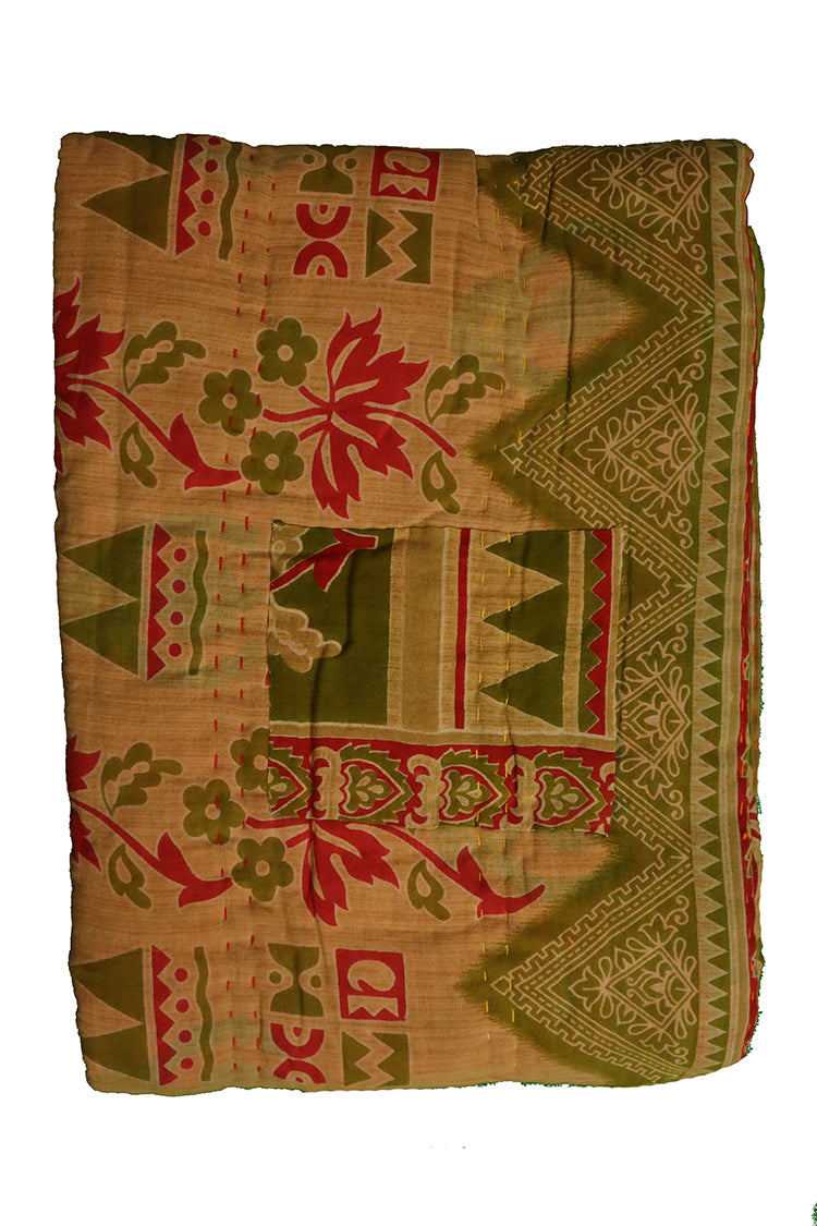 Vintage sari quilt , bomuld 140x200 cm