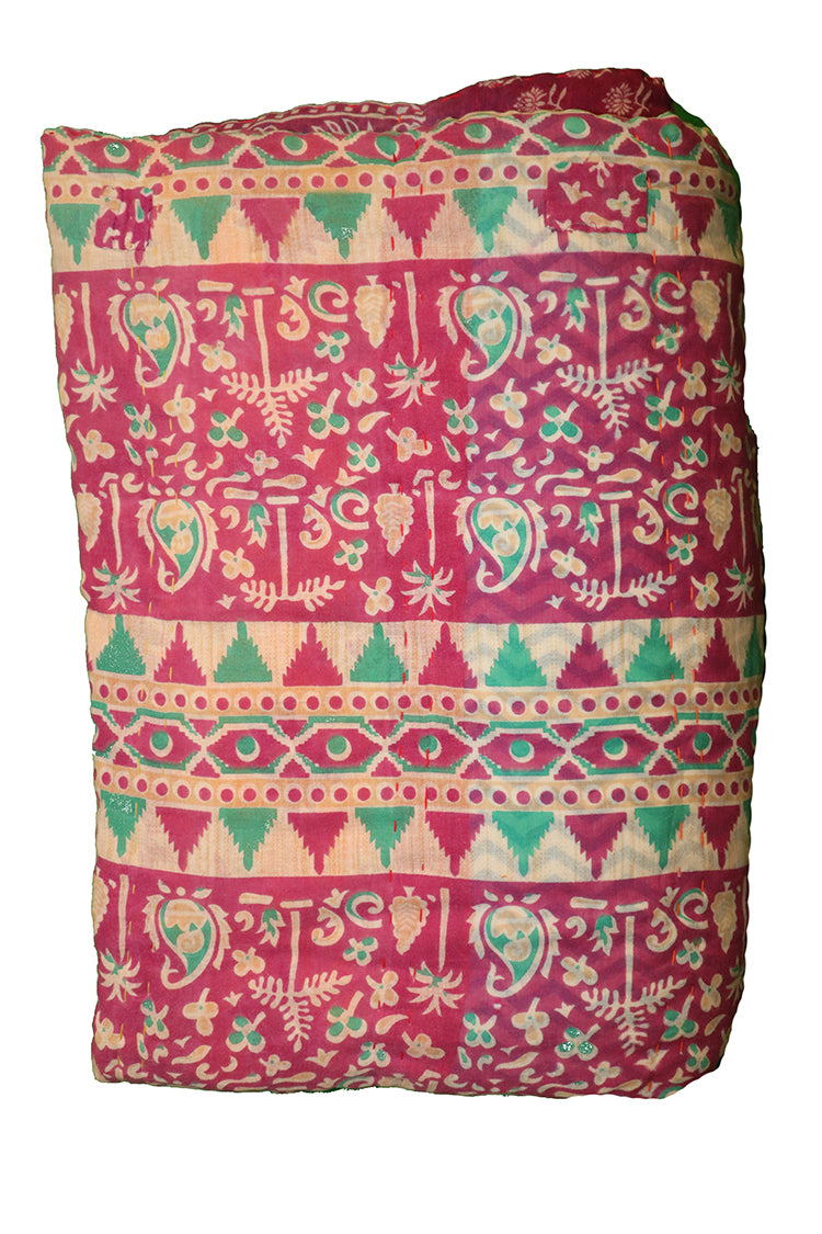 Vintage sari quilt, cotton 140x200 cm