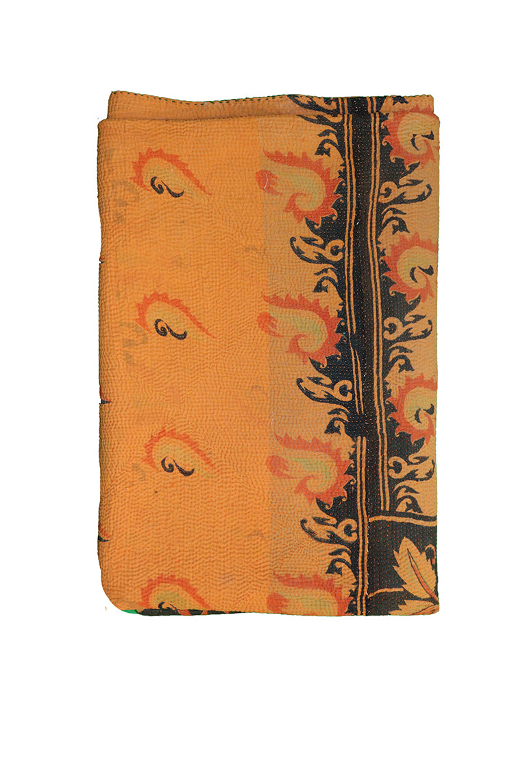 Recycled kantha vintage tæppe ca 140x210 cm, bomuld