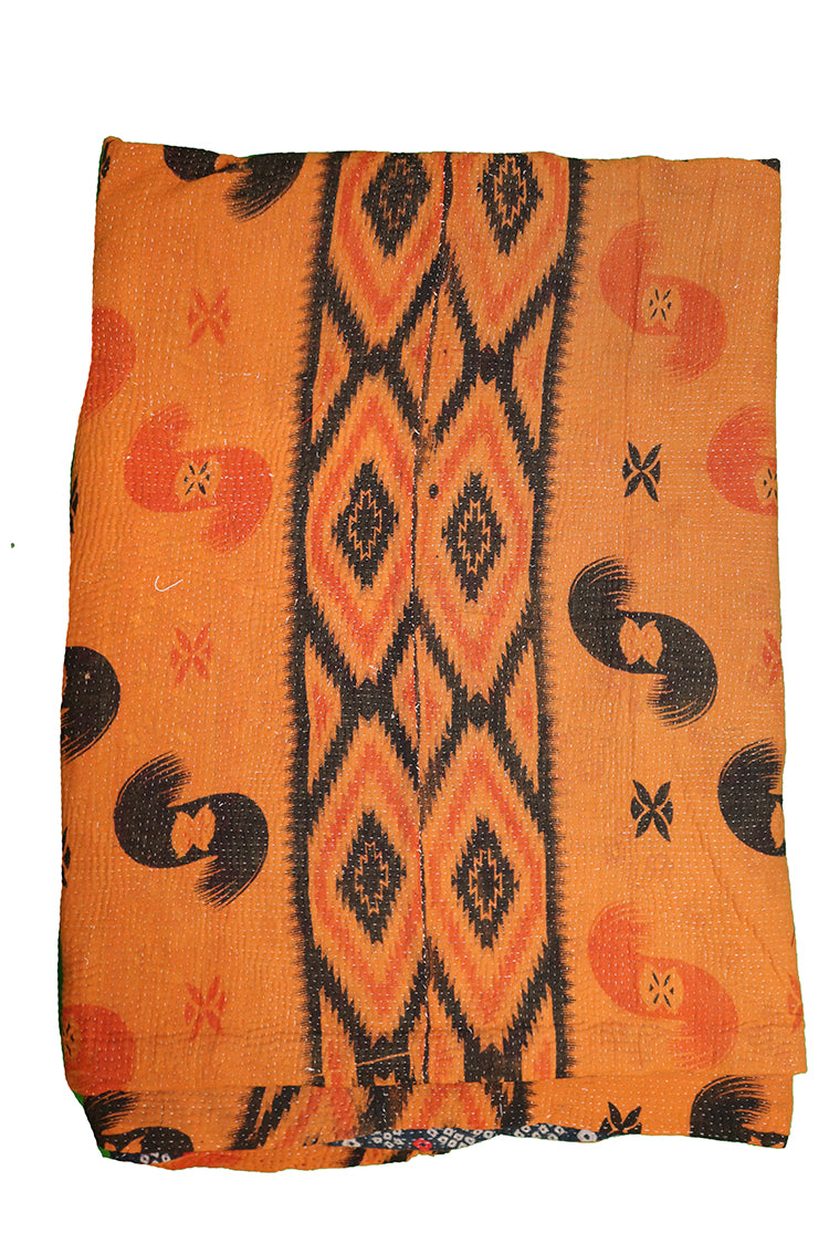 Recycled kantha vintage tæppe ca 140x210 cm, bomuld