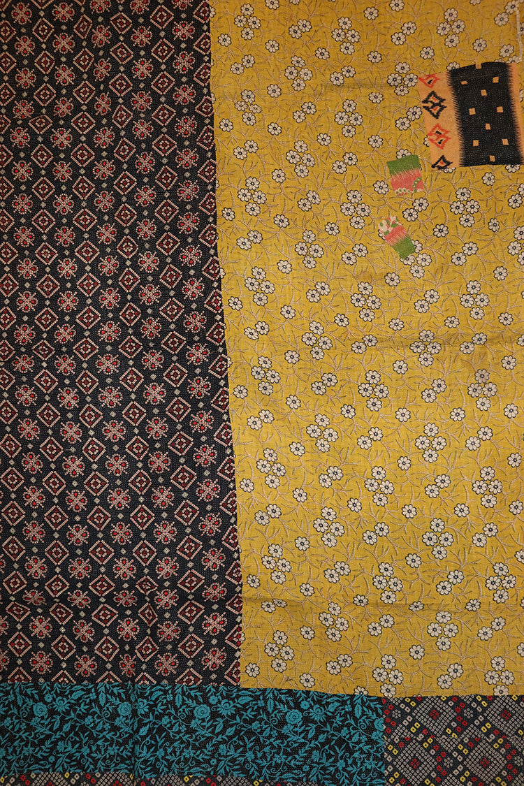 Recycled kantha vintage tæppe ca 140x210 cm, bomuld