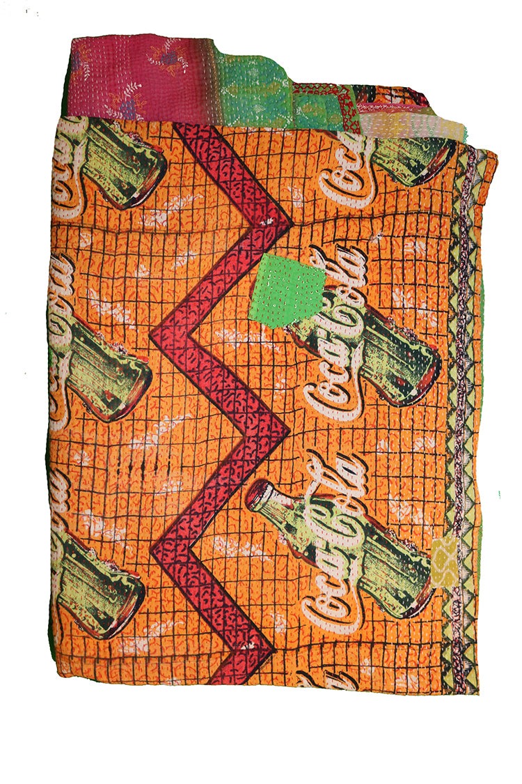 Kantha vintage tæppe ca 140x210 cm, bomuld