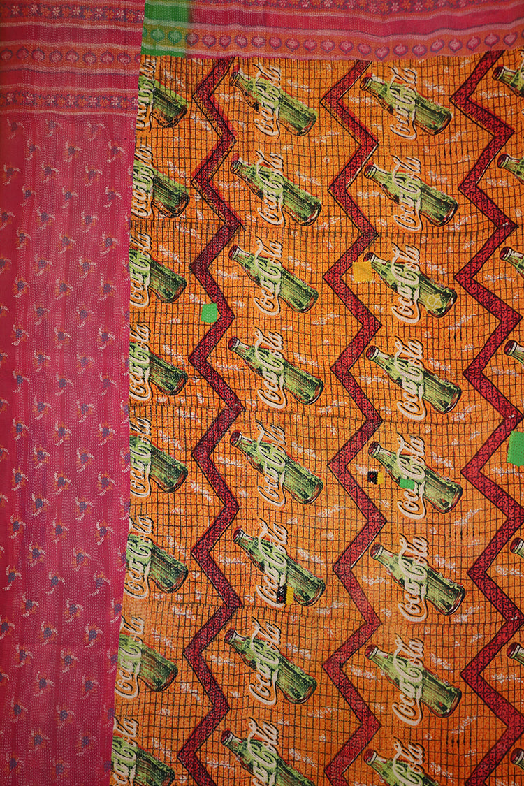 Kantha vintage tæppe ca 140x210 cm, bomuld