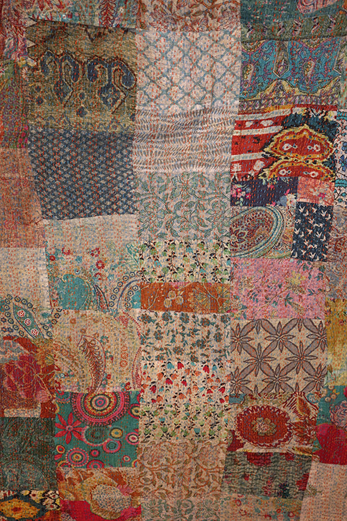 Kantha stonewash sengetæppe 270*220 cm, patchwork