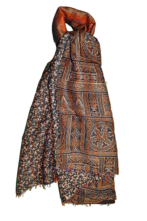 Sari kantha silke tørklæde 85*190 cm