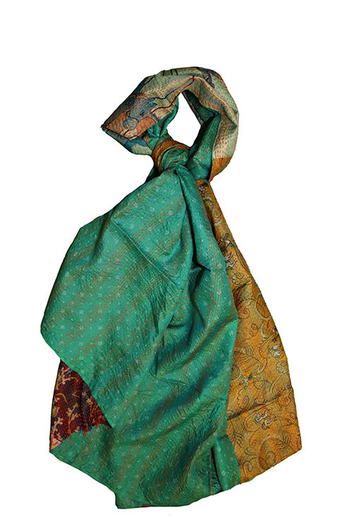 Sari kantha silke tørklæde 85*190 cm