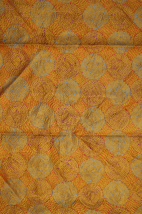Kantha vintage scarf 40x190 cm, silk, round kantha