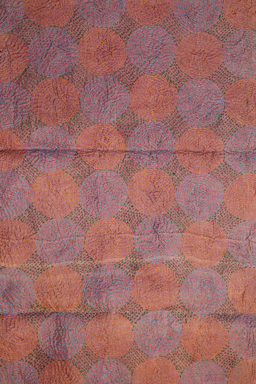 Kantha vintage scarf 40x190 cm, silk, round kantha