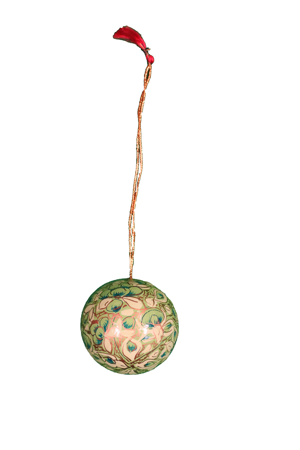 Håndlavede Kashmir Julekugler – Håndmalet Papmaché | 5 cm grøn | MASALA